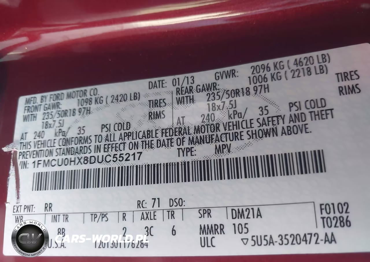 2013 Ford Escape Sel VIN:1FMCU0HX8DUC55217 - 9