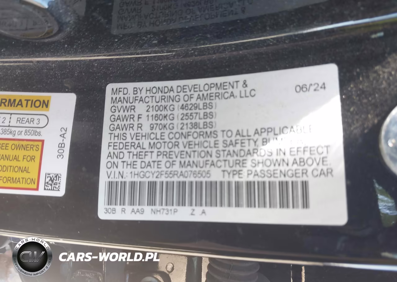 2024 Honda Accord Hybrid Sport VIN:1HGCY2F55RA076505 - 9