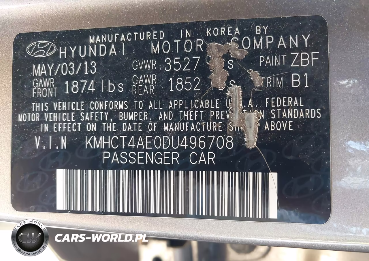 2013 Hyundai Accent Gls VIN:KMHCT4AE0DU496708 - 9