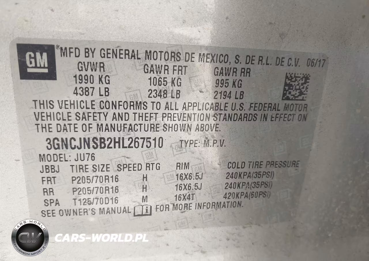2017 Chevrolet Trax Ls VIN:3GNCJNSB2HL267510 - 9