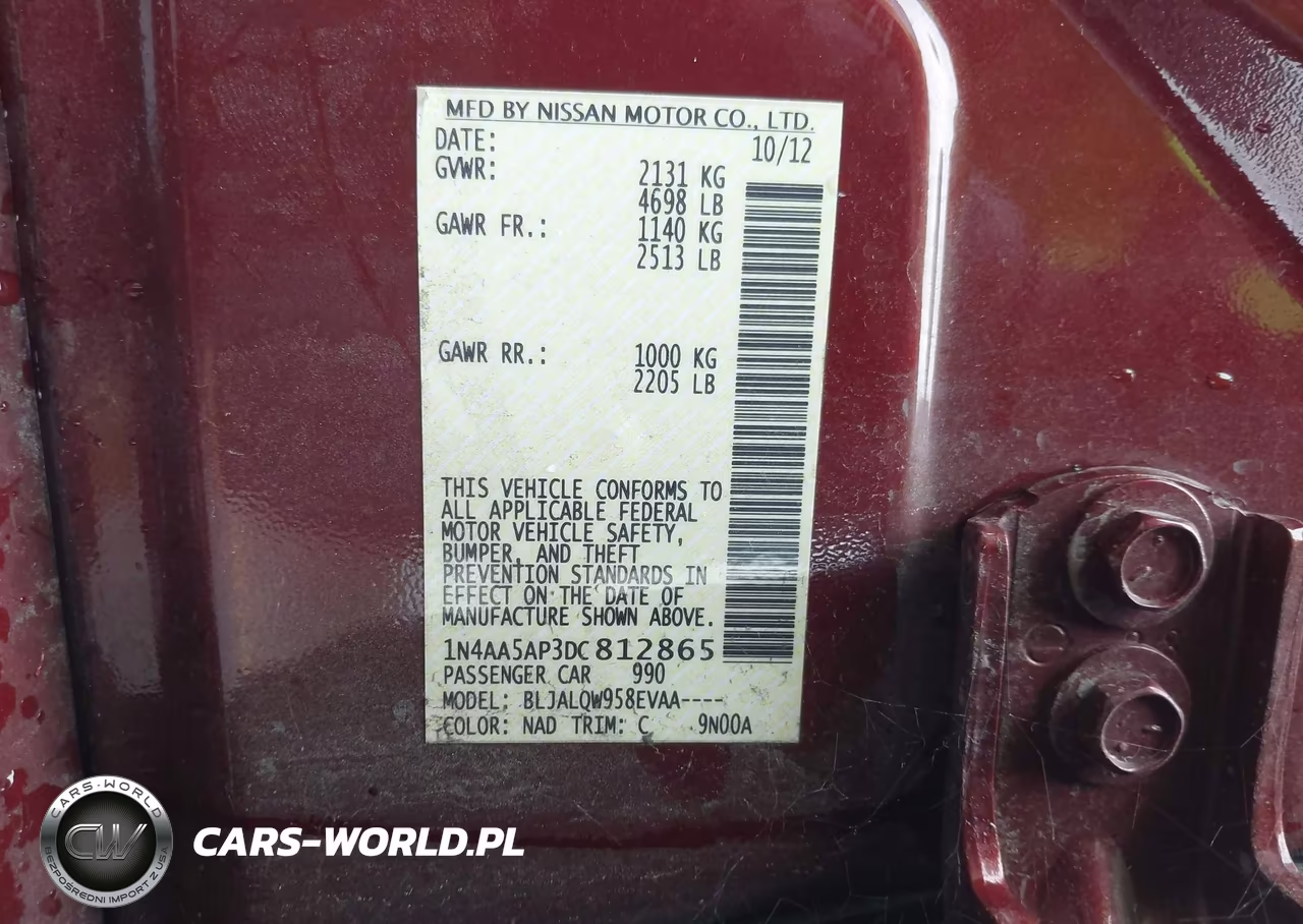 2013 Nissan Maxima 3.5 S VIN:1N4AA5AP3DC812865 - 9