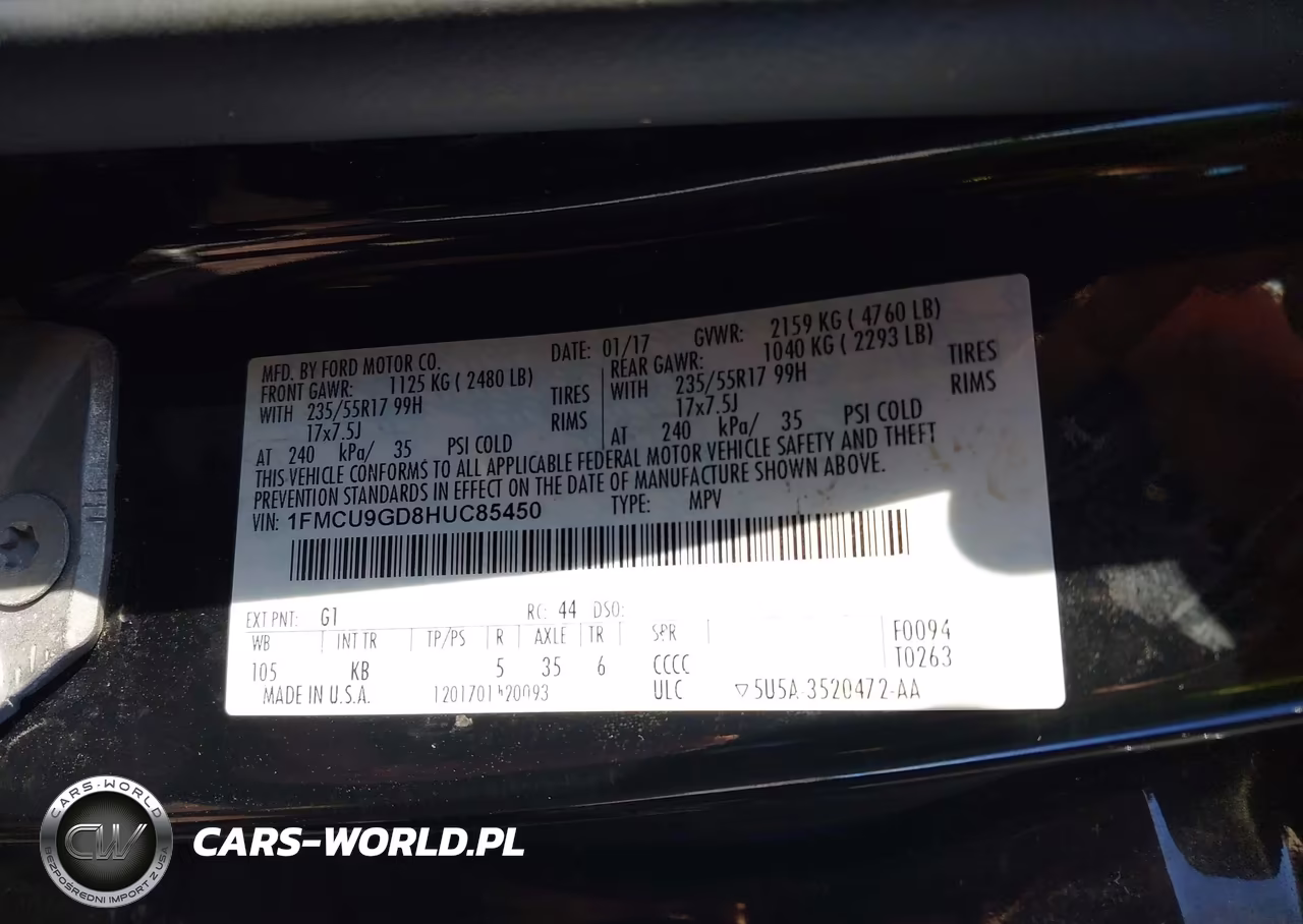 2017 Ford Escape Se VIN:1FMCU9GD8HUC85450 - 9