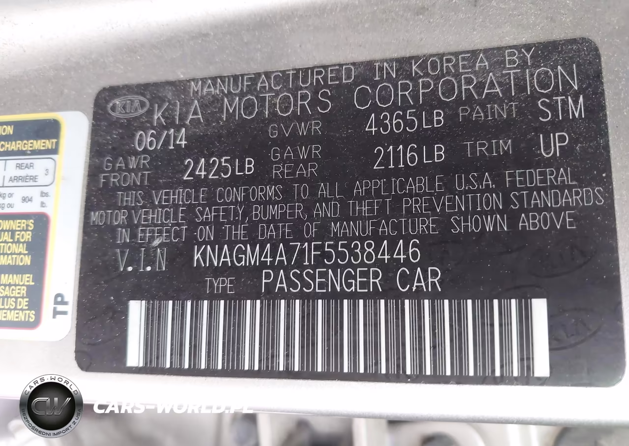 2015 Kia Optima Lx VIN:KNAGM4A71F5538446 - 9