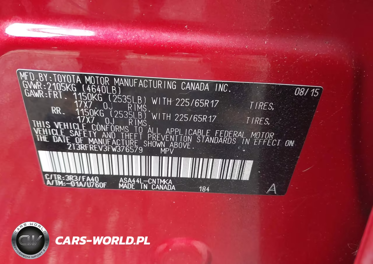 2015 Toyota Rav4 Xle VIN:2T3RFREV3FW376579 - 9