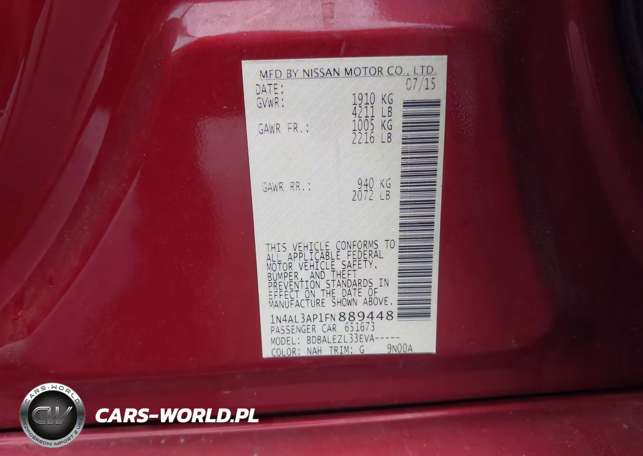 2015 Nissan Altima 2.5-2.5 S-2.5 Sl-2.5 Sv VIN:1N4AL3AP1FN889448 - 9
