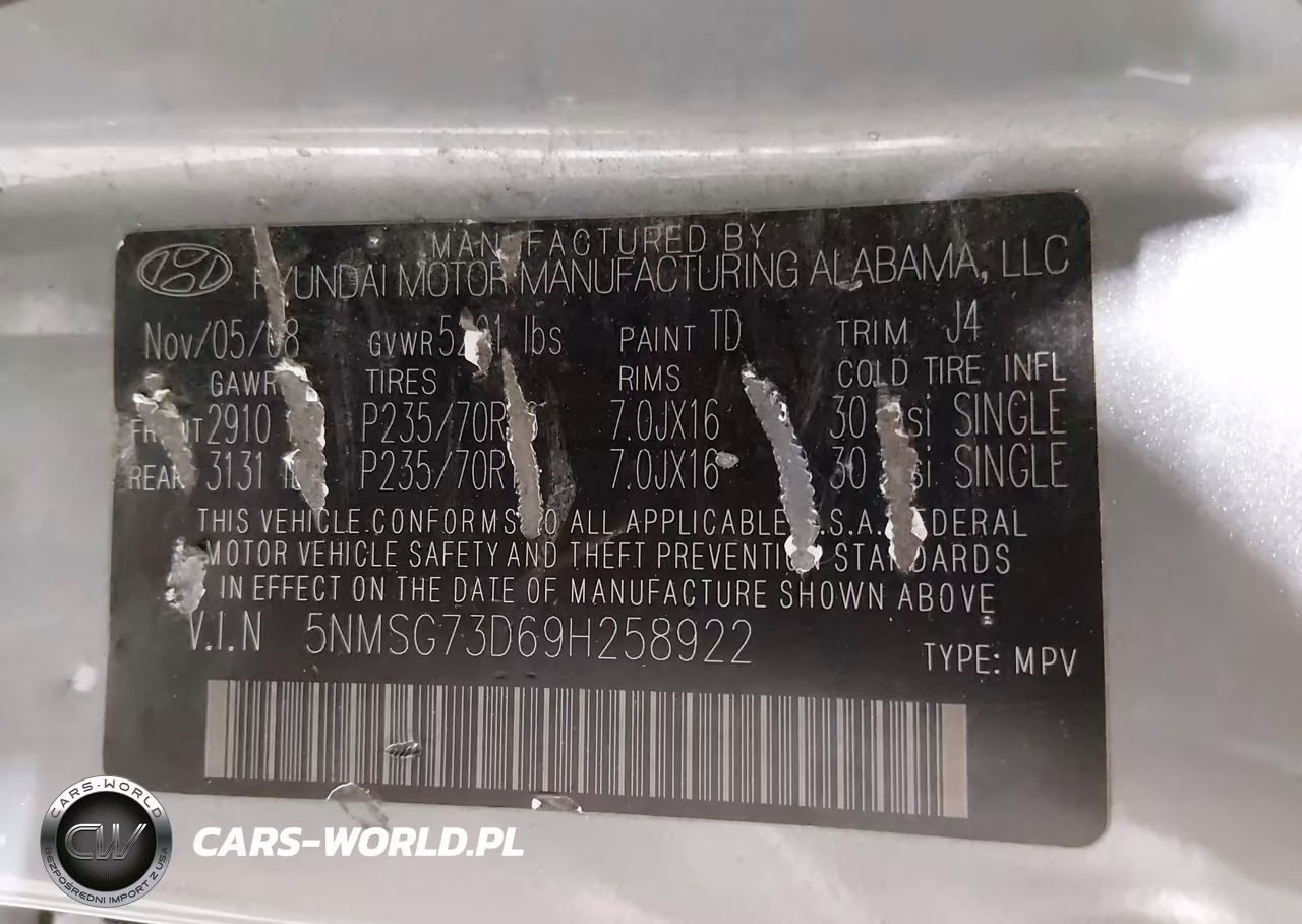 2009 Hyundai Santa Fe Gls VIN:5NMSG73D69H258922 - 9