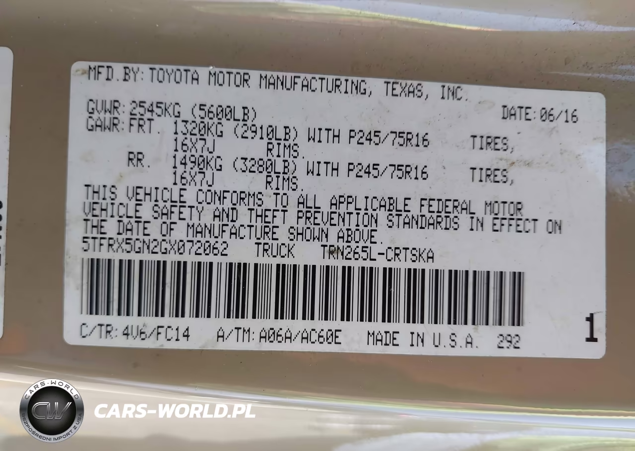 2016 Toyota Tacoma Sr5 VIN:5TFRX5GN2GX072062 - 9