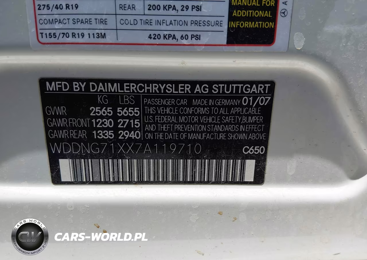 2007 Mercedes-Benz S 550 VIN:WDDNG71XX7A119710 - 9