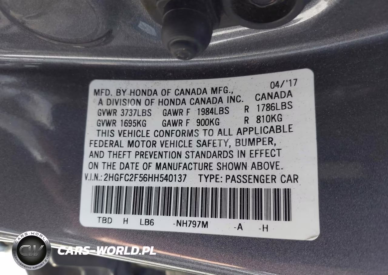 2017 Honda Civic Lx VIN:2HGFC2F56HH540137 - 9