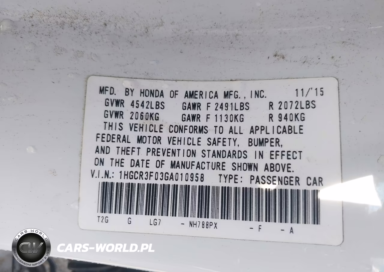 2016 Honda Accord Ex-L V-6 VIN:1HGCR3F03GA010958 - 9