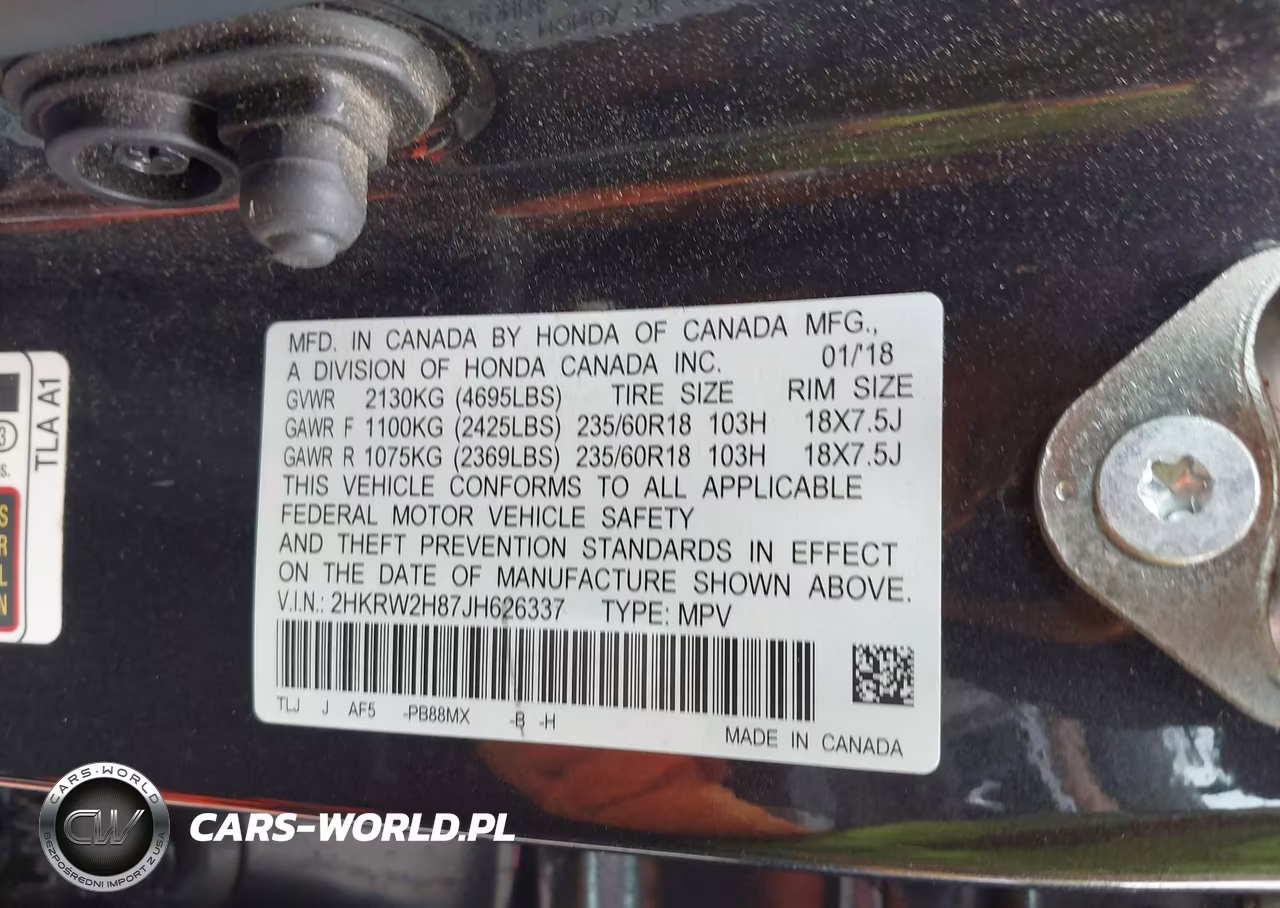 2018 Honda Cr-V Ex-L-Ex-L Navi VIN:2HKRW2H87JH626337 - 9