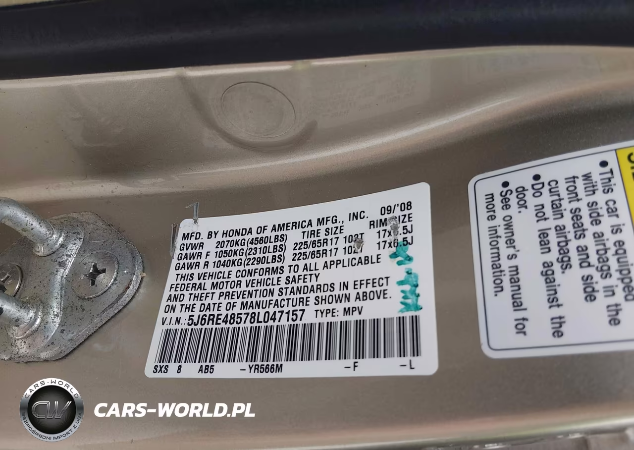 2008 Honda Cr-V Ex VIN:5J6RE48578L047157 - 9