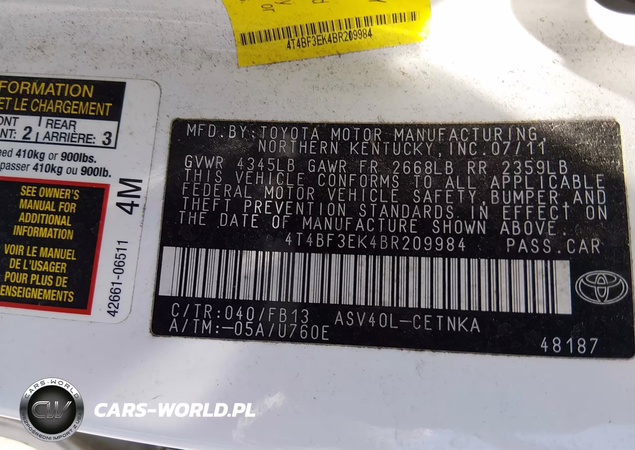 2011 Toyota Camry Le VIN:4T4BF3EK4BR209984 - 9
