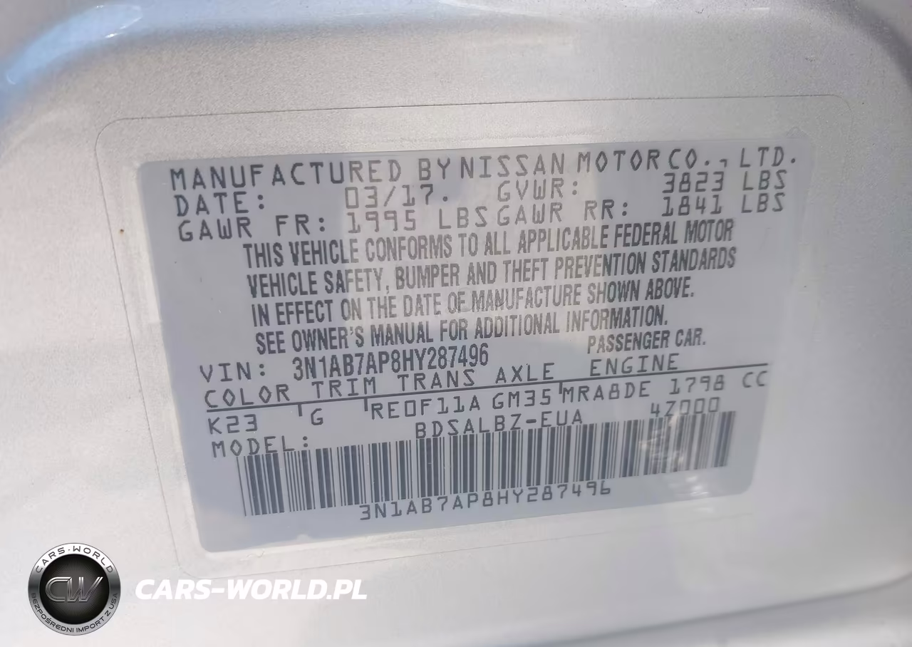 2017 Nissan Sentra S VIN:3N1AB7AP8HY287496 - 9