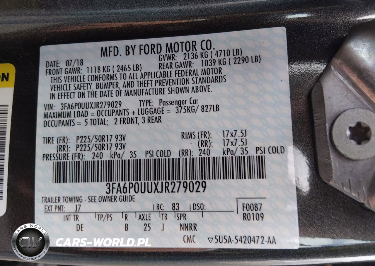 2018 Ford Fusion Hybrid S VIN:3FA6P0UUXJR279029 - 9