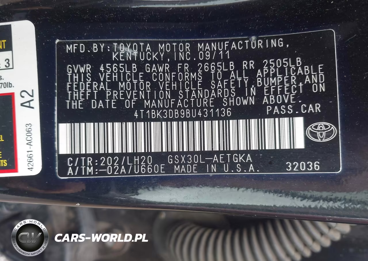 2011 Toyota Avalon VIN:4T1BK3DB9BU431136 - 9