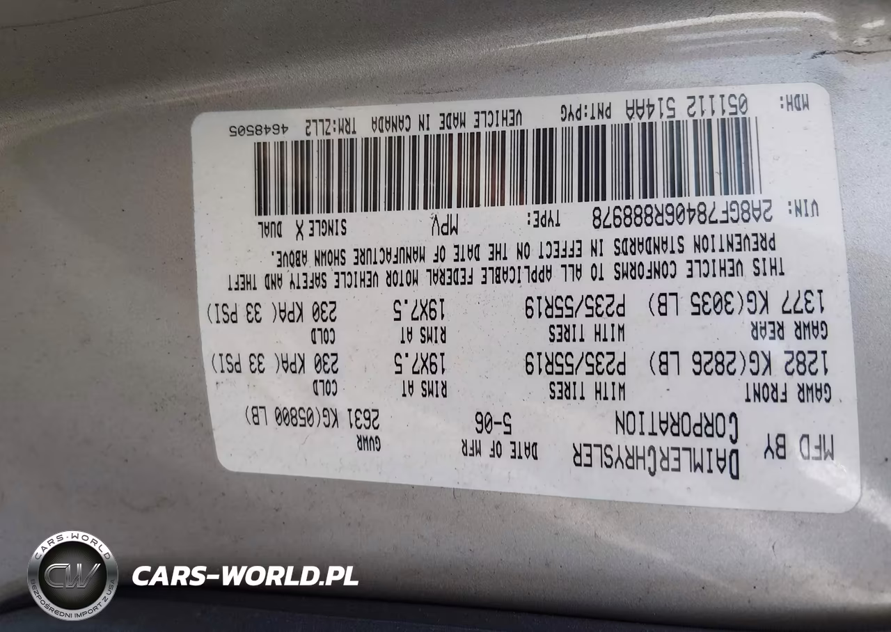 2006 Chrysler Pacifica Limited VIN:2A8GF78406R888978 - 9