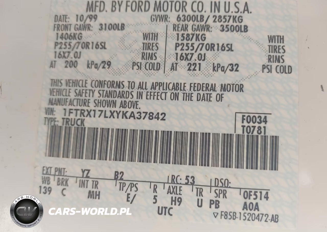 2000 Ford F-150 Lariat-Work Series-Xl-Xlt VIN:1FTRX17LXYKA37842 - 9