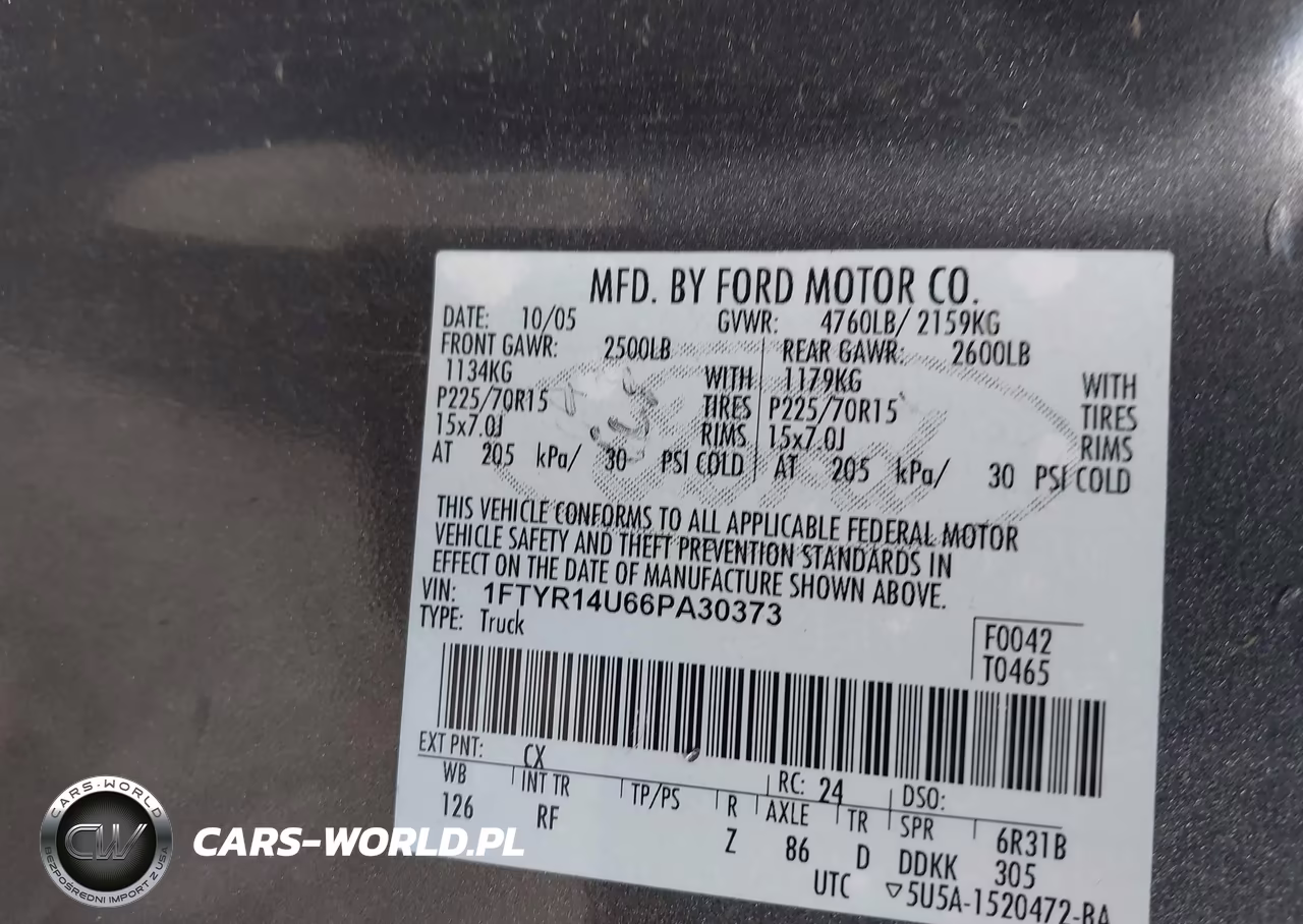 2006 Ford Ranger Sport-Stx-Xl-Xlt VIN:1FTYR14U66PA30373 - 9