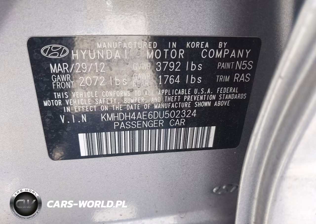 2013 Hyundai Elantra Limited VIN:KMHDH4AE6DU502324 - 9