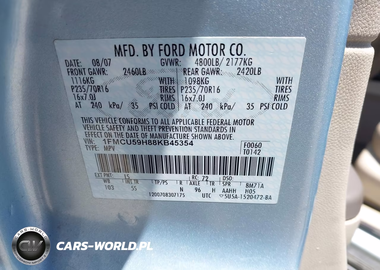 2008 Ford Escape Hybrid VIN:1FMCU59H88KB45354 - 9