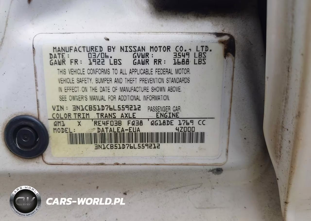 2006 Nissan Sentra 1.8S VIN:3N1CB51D76L559212 - 9