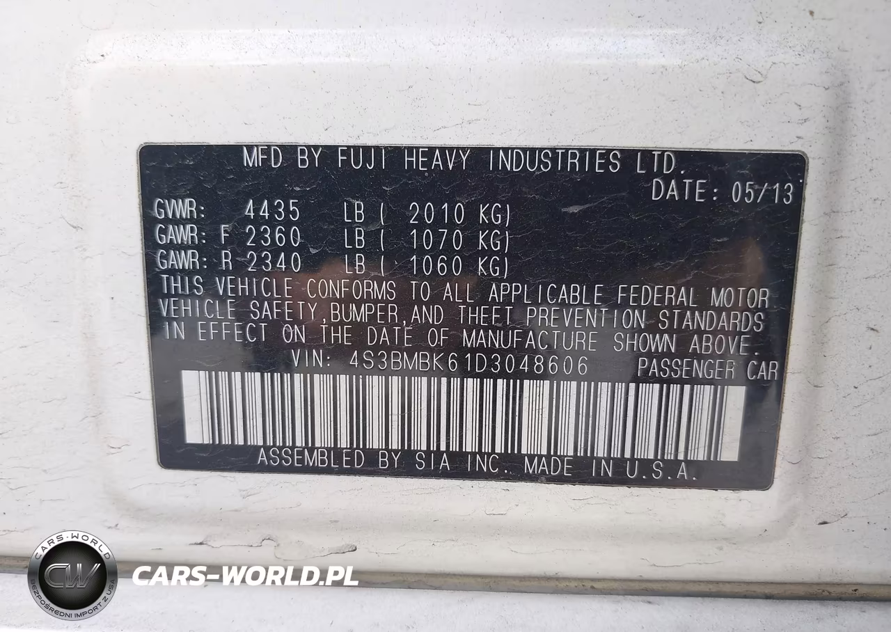 2013 Subaru Legacy 2.5I Limited VIN:4S3BMBK61D3048606 - 9