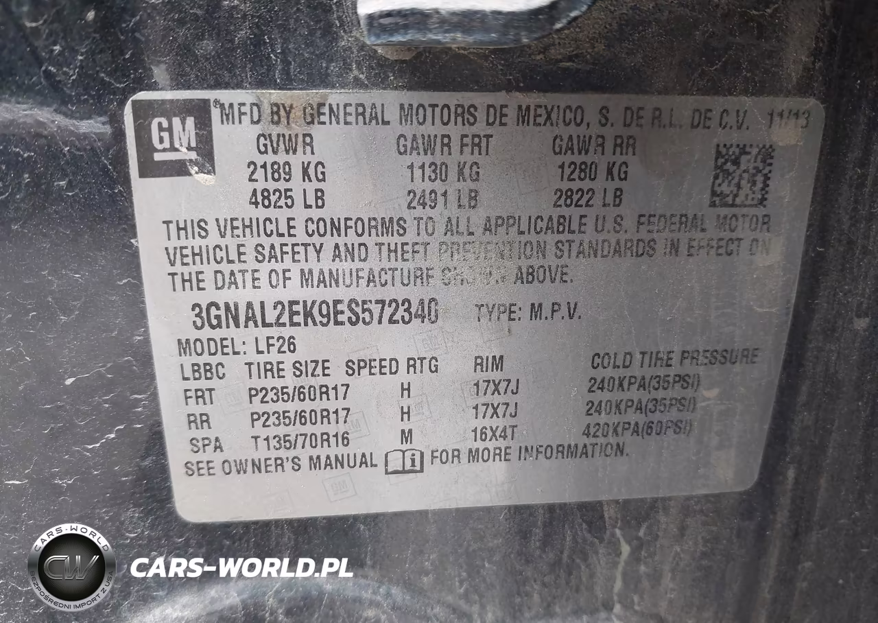 2014 Chevrolet Captiva Sport 2Ls VIN:3GNAL2EK9ES572340 - 9