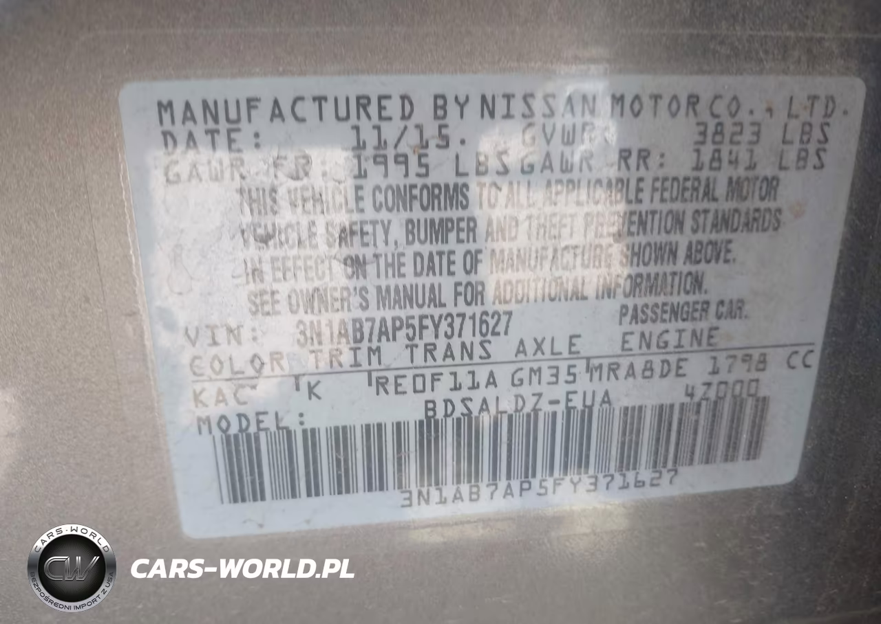 2015 Nissan Sentra Sv VIN:3N1AB7AP5FY371627 - 9