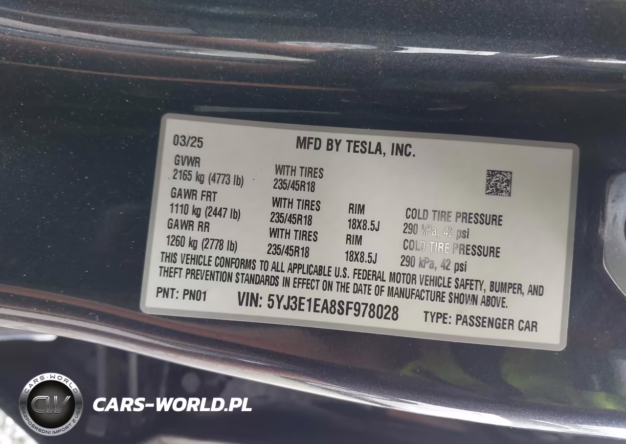 2025 Tesla Model 3 Long Range Rear-Wheel Drive-Standard Rear-Wheel Drive VIN:5YJ3E1EA8SF978028 - 9