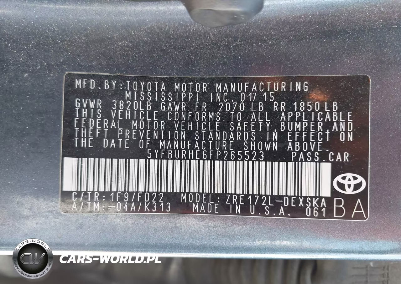 2015 Toyota Corolla S Plus VIN:5YFBURHE6FP265523 - 9