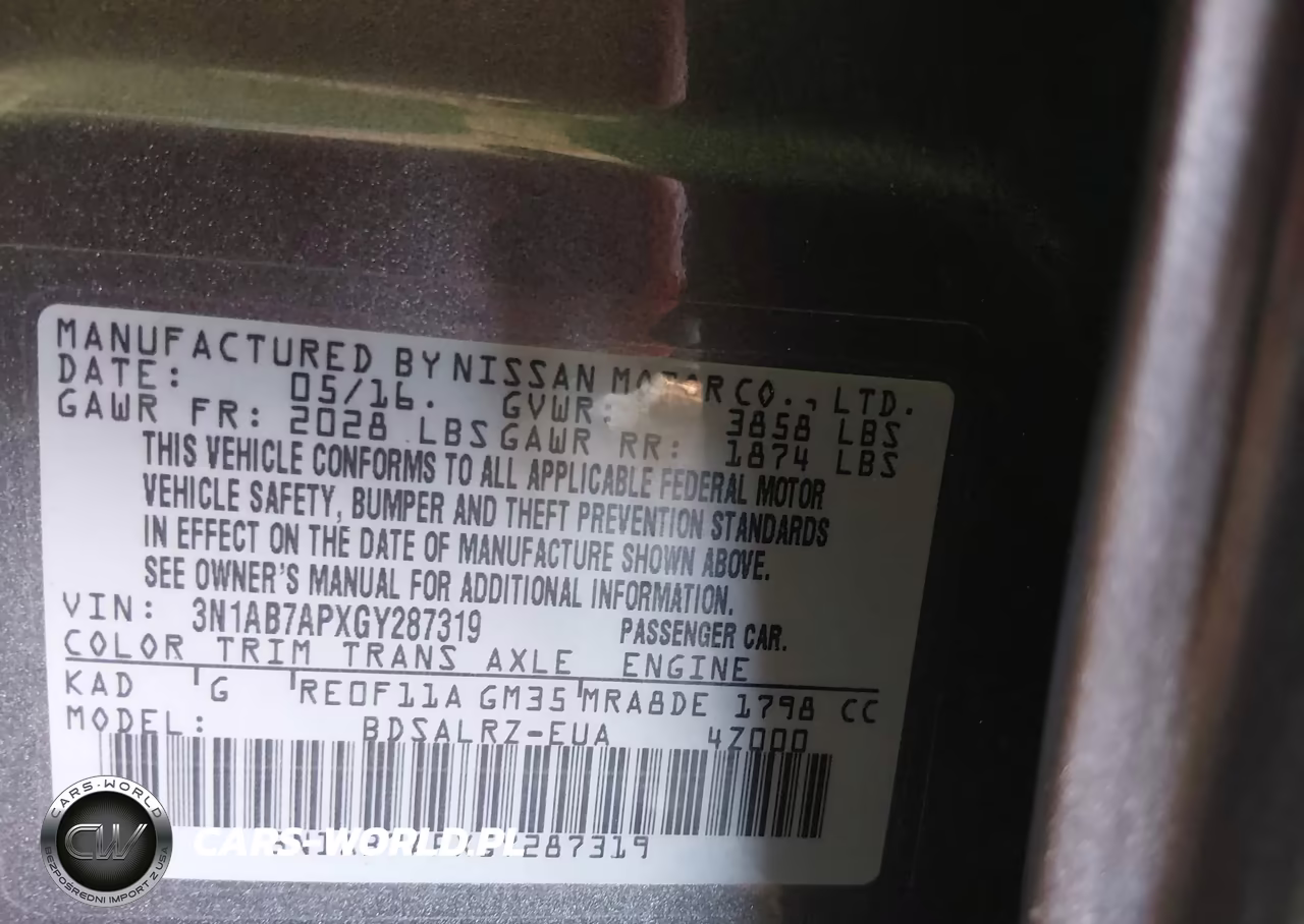 2016 Nissan Sentra Sr VIN:3N1AB7APXGY287319 - 9