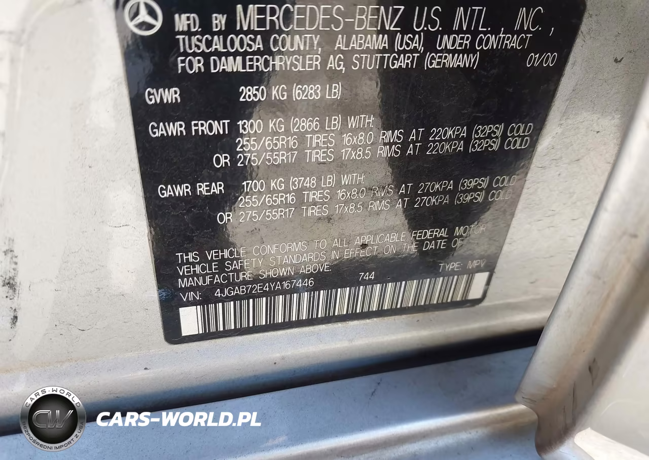 2000 Mercedes-Benz Ml 430 VIN:4JGAB72E4YA167446 - 9
