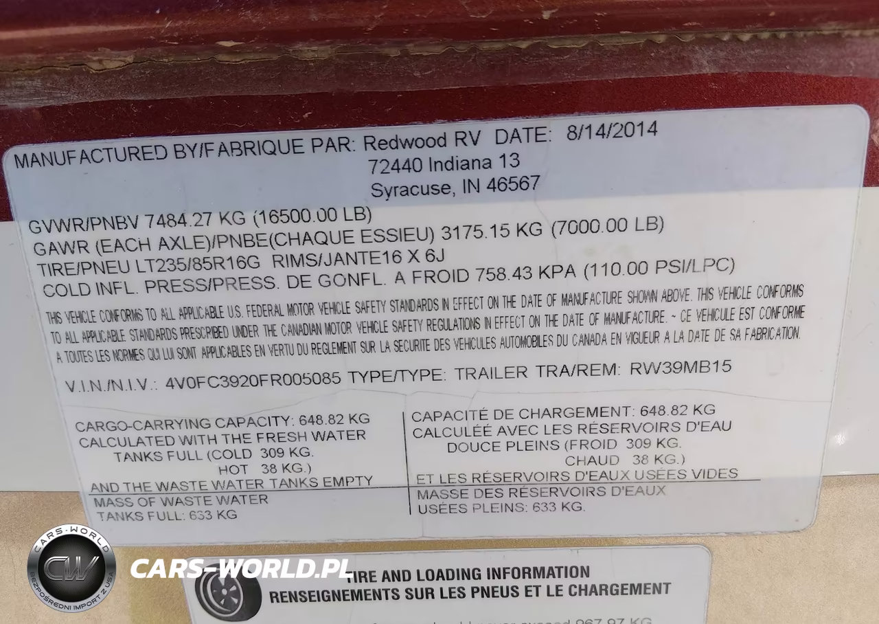 2015 Crossroads Redwood 39Mb VIN:4V0FC3920FR005085 - 9