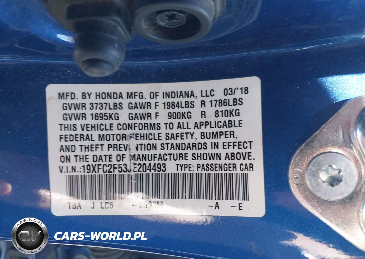 2018 Honda Civic Lx VIN:19XFC2F53JE204493 - 9