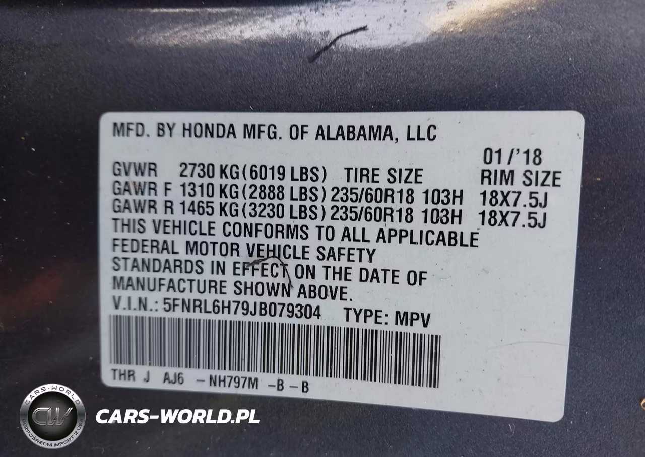2018 Honda Odyssey Ex-L VIN:5FNRL6H79JB079304 - 9