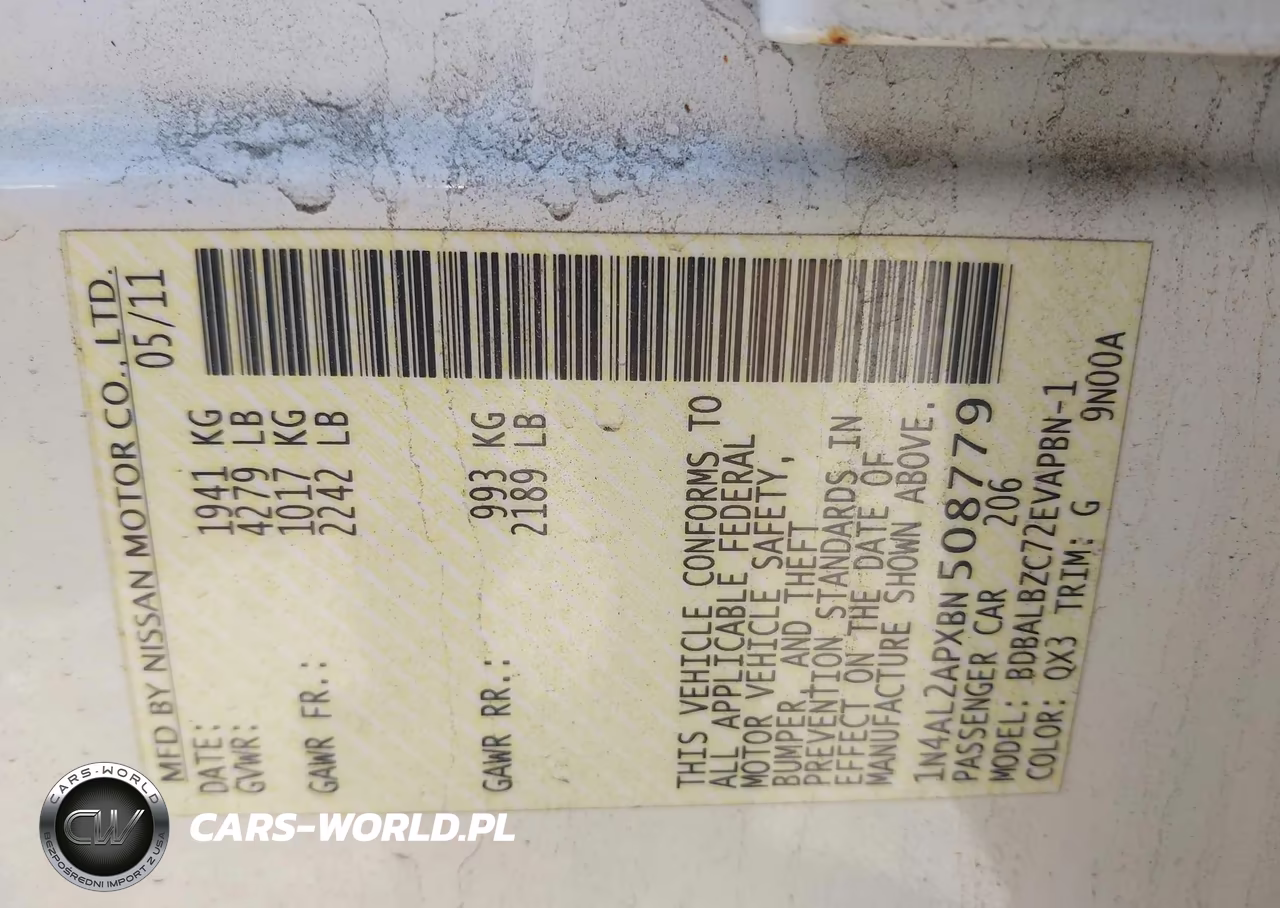 2011 Nissan Altima 2.5 S VIN:1N4AL2APXBN508779 - 9