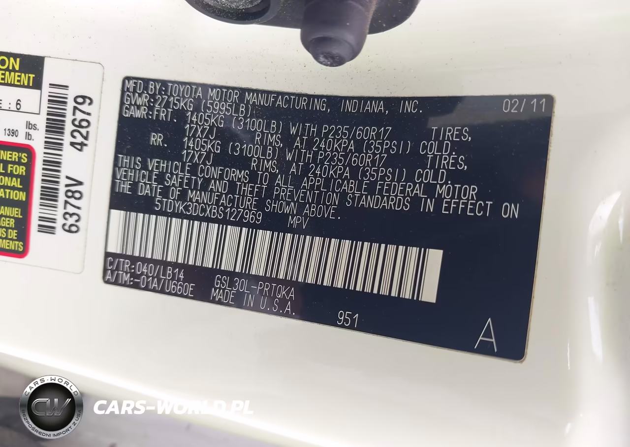 2011 Toyota Sienna Xle V6 VIN:5TDYK3DCXBS127969 - 9