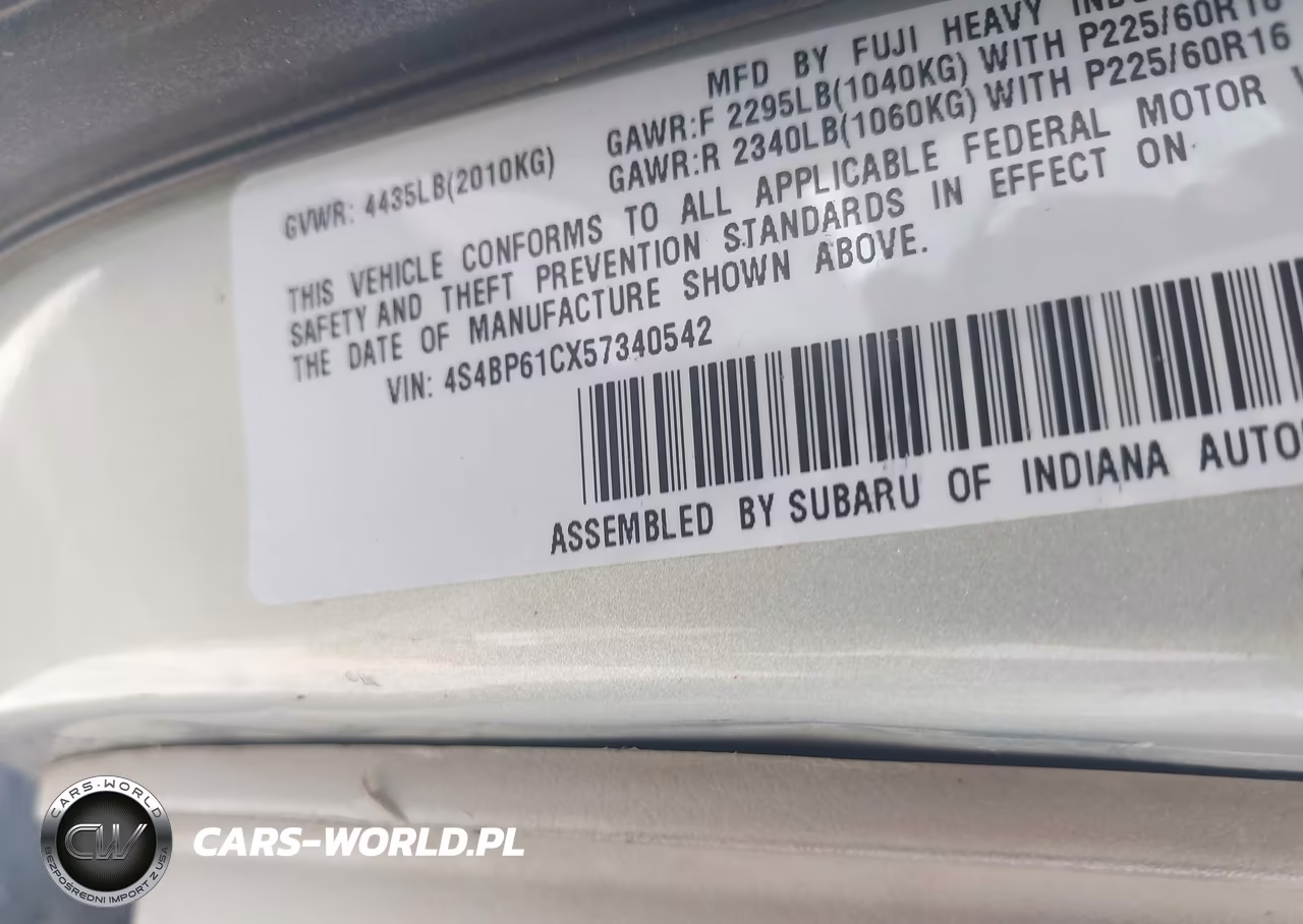 2005 Subaru Outback 2.5I VIN:4S4BP61CX57340542 - 9