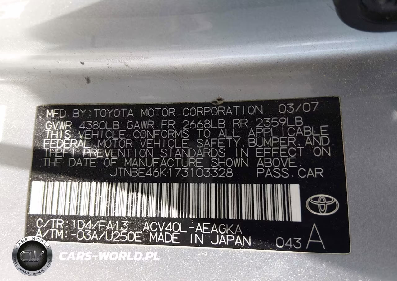 2007 Toyota Camry Xle VIN:JTNBE46K173103328 - 9