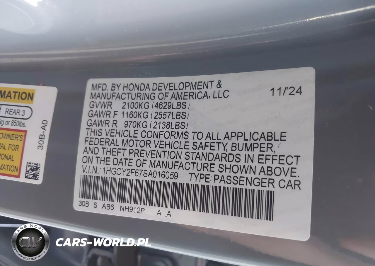 2025 Honda Accord Hybrid Ex-L VIN:1HGCY2F67SA016059 - 9