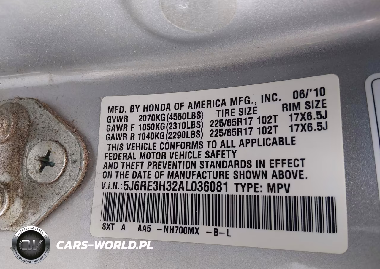 2010 Honda Cr-V Lx VIN:5J6RE3H32AL036081 - 9