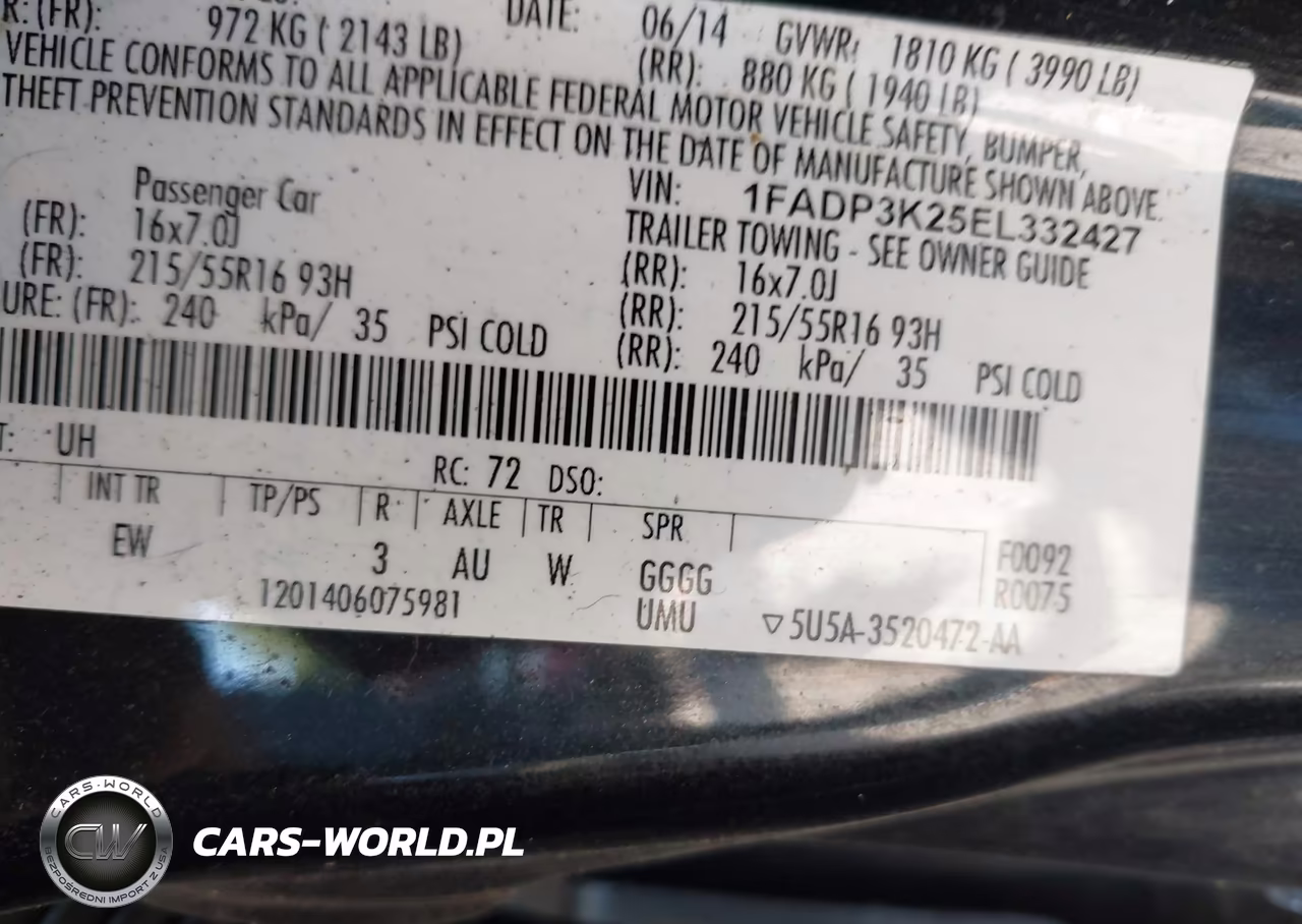 2014 Ford Focus Se VIN:1FADP3K25EL332427 - 9