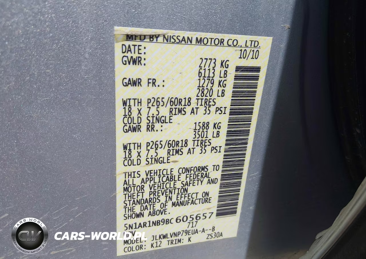 2011 Nissan Pathfinder Le VIN:5N1AR1NB9BC605657 - 9