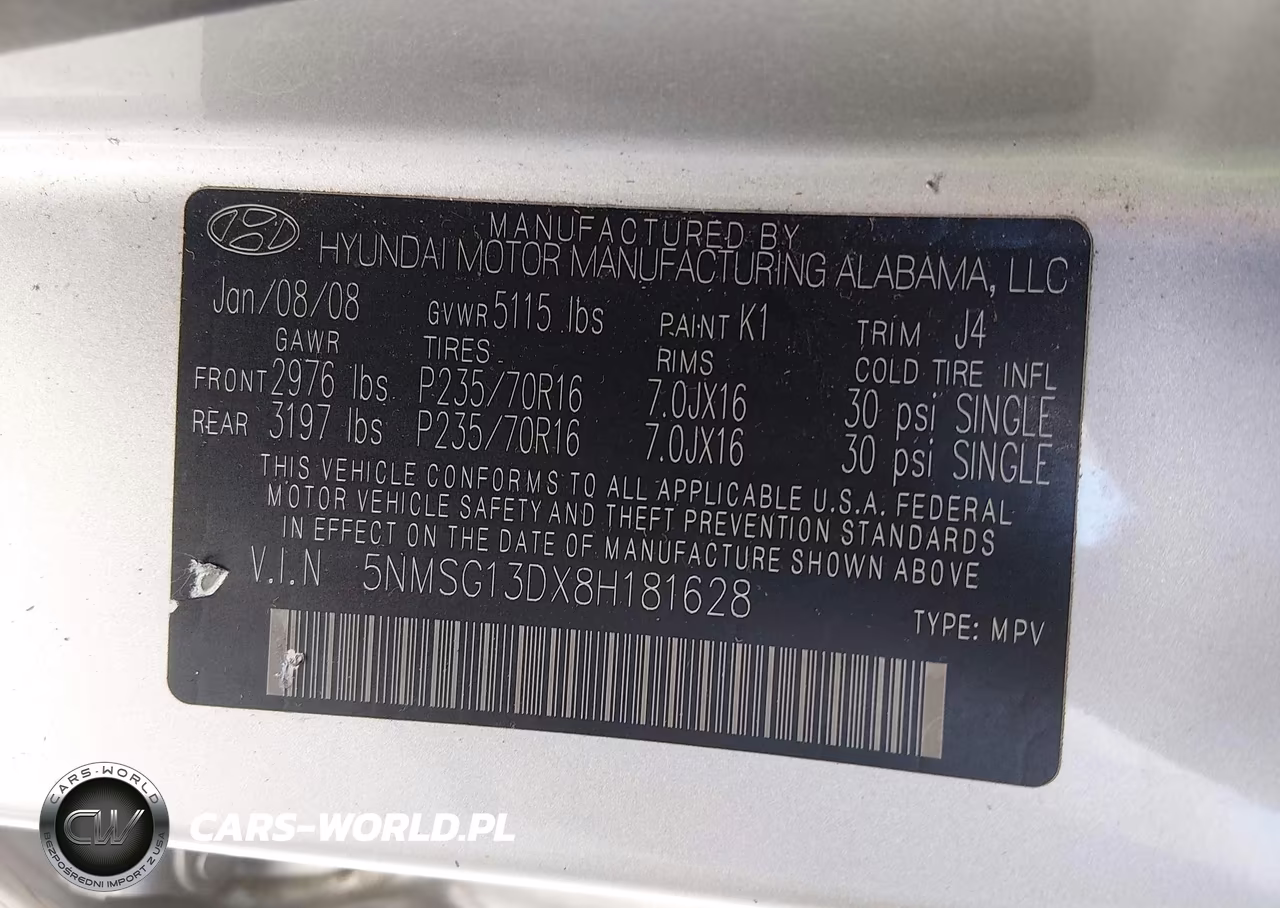 2008 Hyundai Santa Fe Gls VIN:5NMSG13DX8H181628 - 9