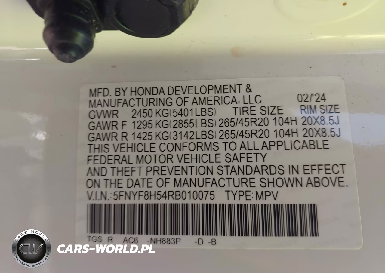 2024 Honda Passport Awd Ex-L VIN:5FNYF8H54RB010075 - 9