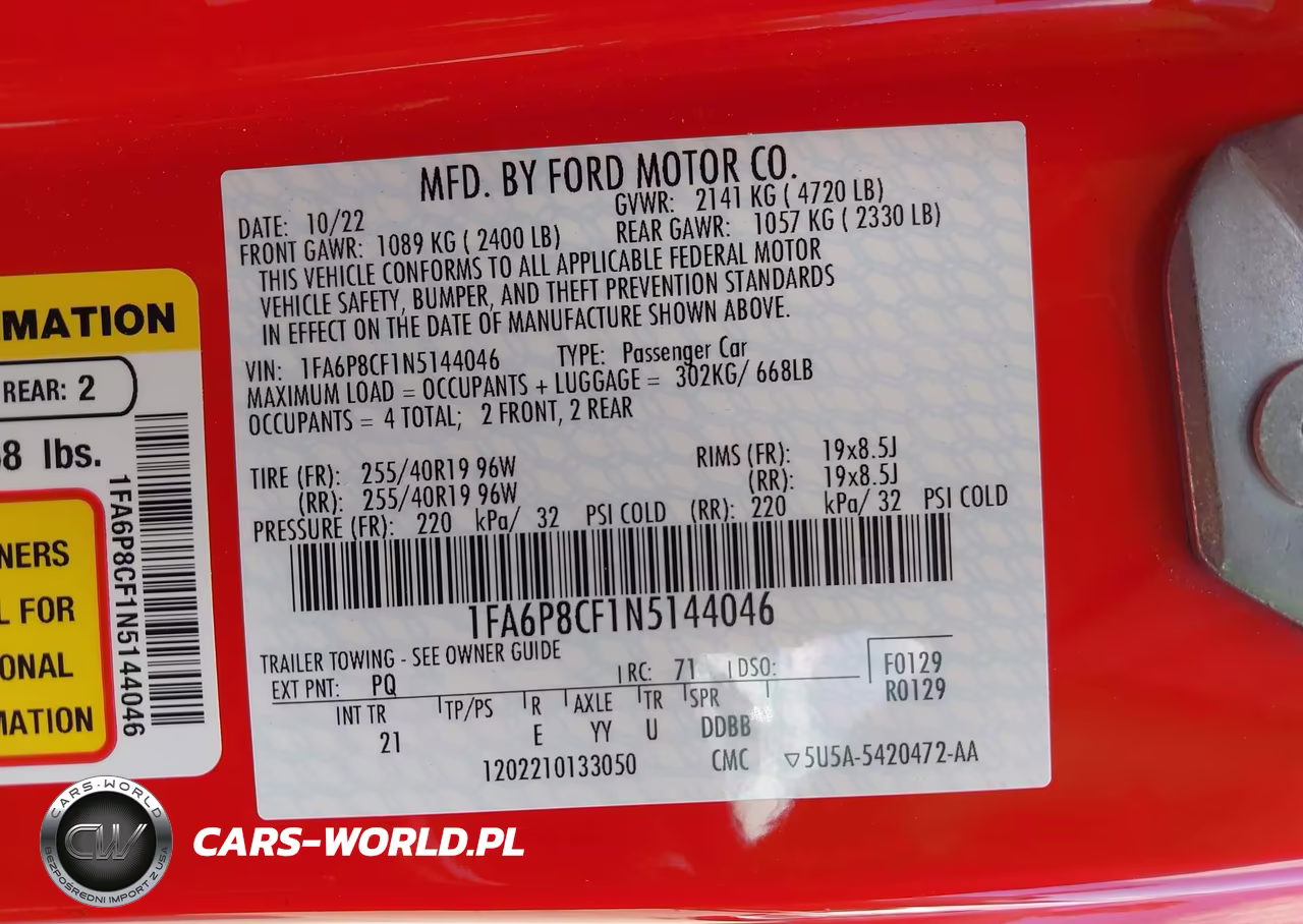 2022 Ford Mustang Gt Fastback VIN:1FA6P8CF1N5144046 - 9