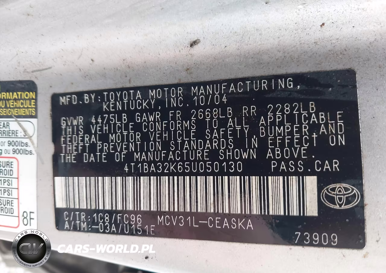 2005 Toyota Camry Se V6 VIN:4T1BA32K65U050130 - 9