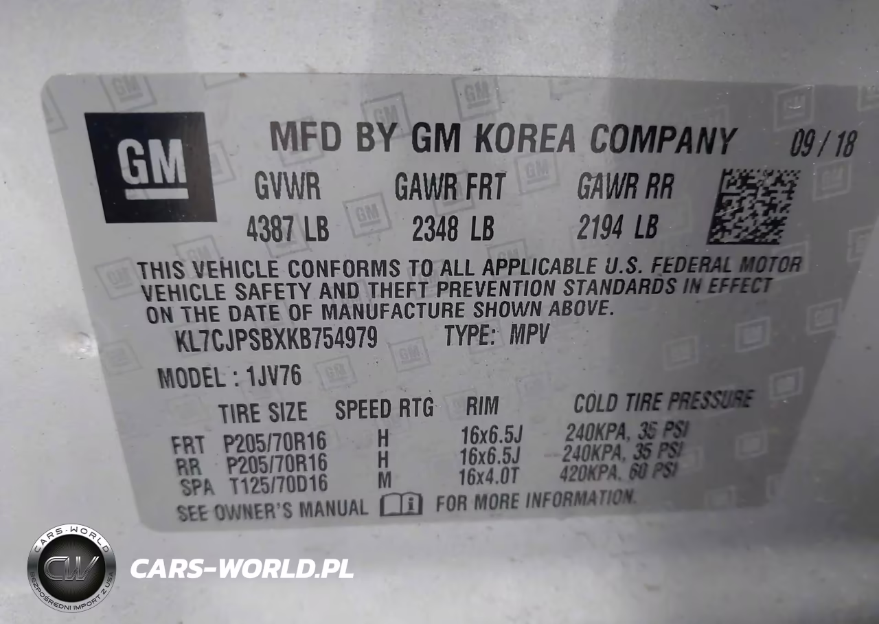 2019 Chevrolet Trax Lt VIN:KL7CJPSBXKB754979 - 9