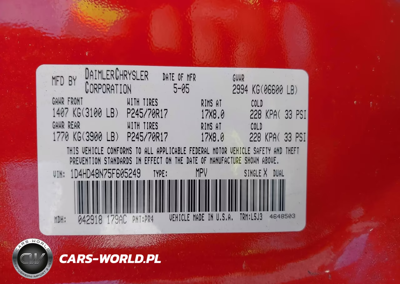 2005 Dodge Durango Slt VIN:1D4HD48N75F605249 - 9
